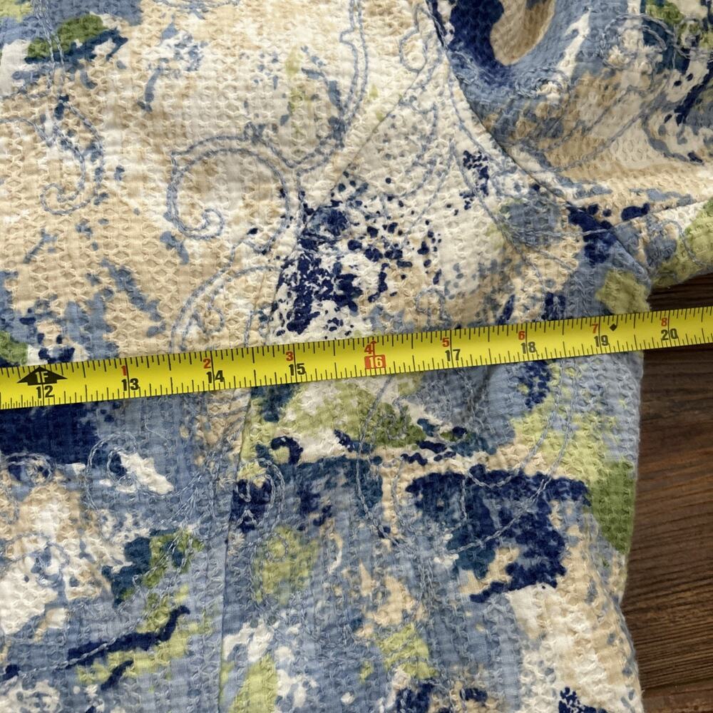 Coldwater Creek Blue White Painterly Floral Front Zip Jacket Size 14P MSRP $119 - Picture 7 of 10